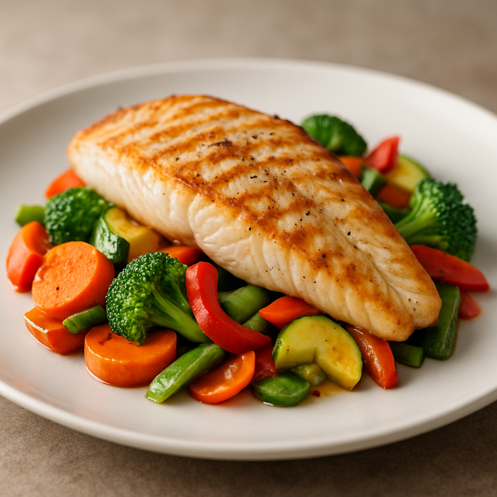 Peixe Grelhado com Legumes