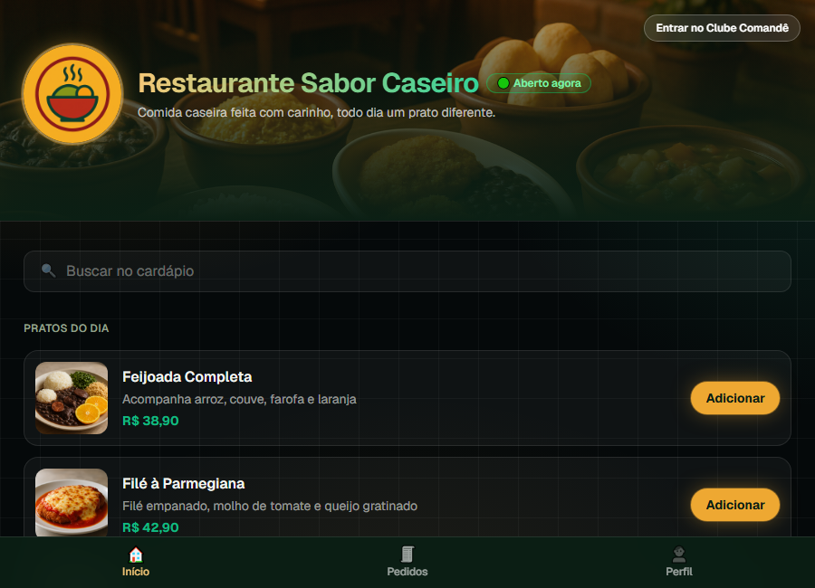 Prévia do cardápio de Restaurante