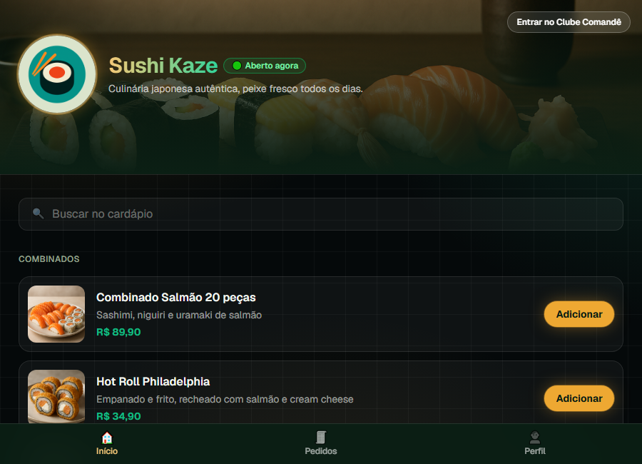 Prévia do cardápio de Sushi